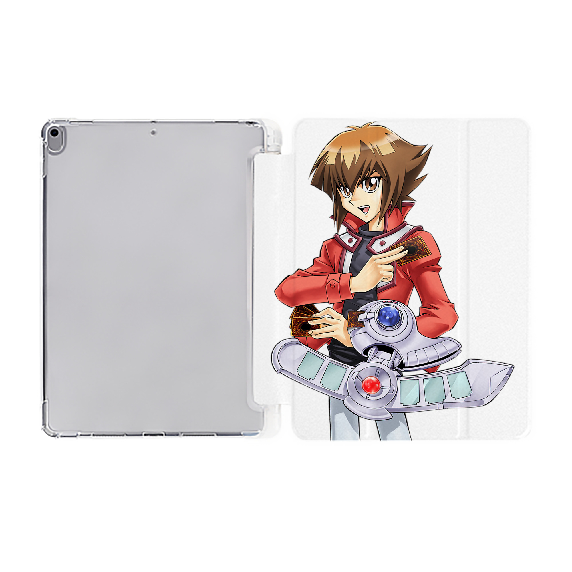 （画像用） 遊☆戯☆王 Yu-Gi-Oh! IPad ケース ペン収納付き 三つ折りスタンド PUレザー×シリコン 対応機種9.5/10.5/10.9インチ